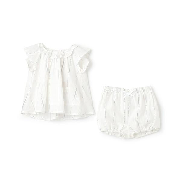 【リンク】亮片條紋/花卉圖案套裝（嬰兒）