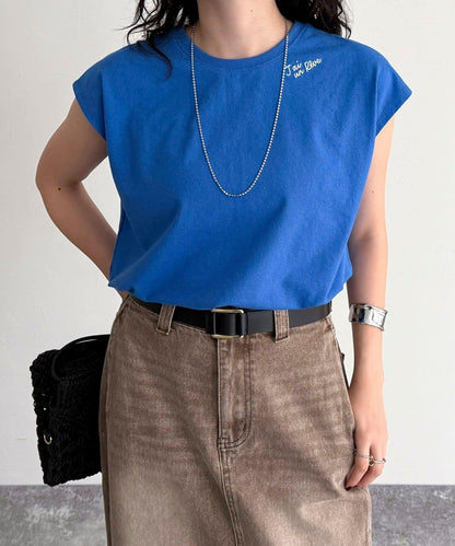 鏈條刺繡法式T恤套頭衫