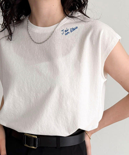 鏈條刺繡法式T恤套頭衫