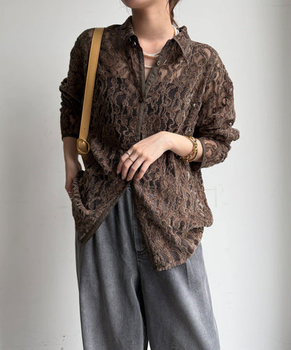 絨面蕾絲襯衫