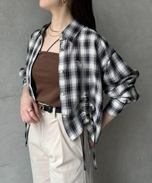 【UV加工付き】格子紋短袖襯衫