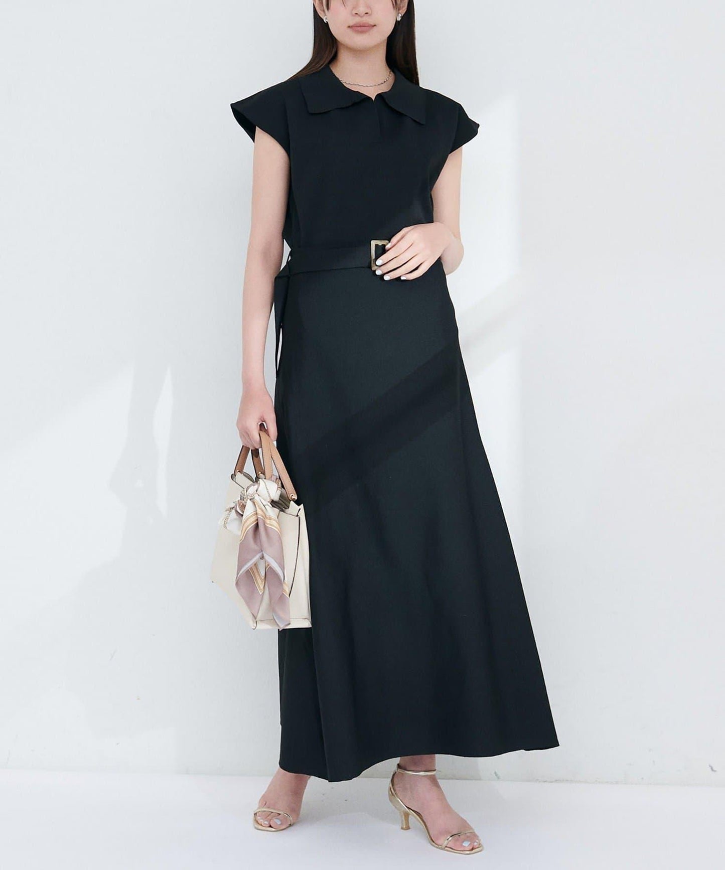 【自然風格】配套珍珠腰帶針織上衣