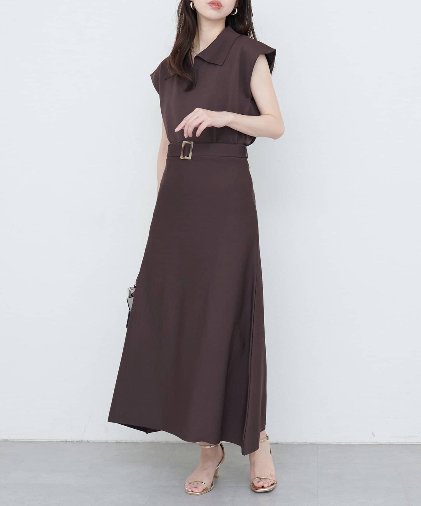 【自然風格】配套珍珠腰帶針織上衣