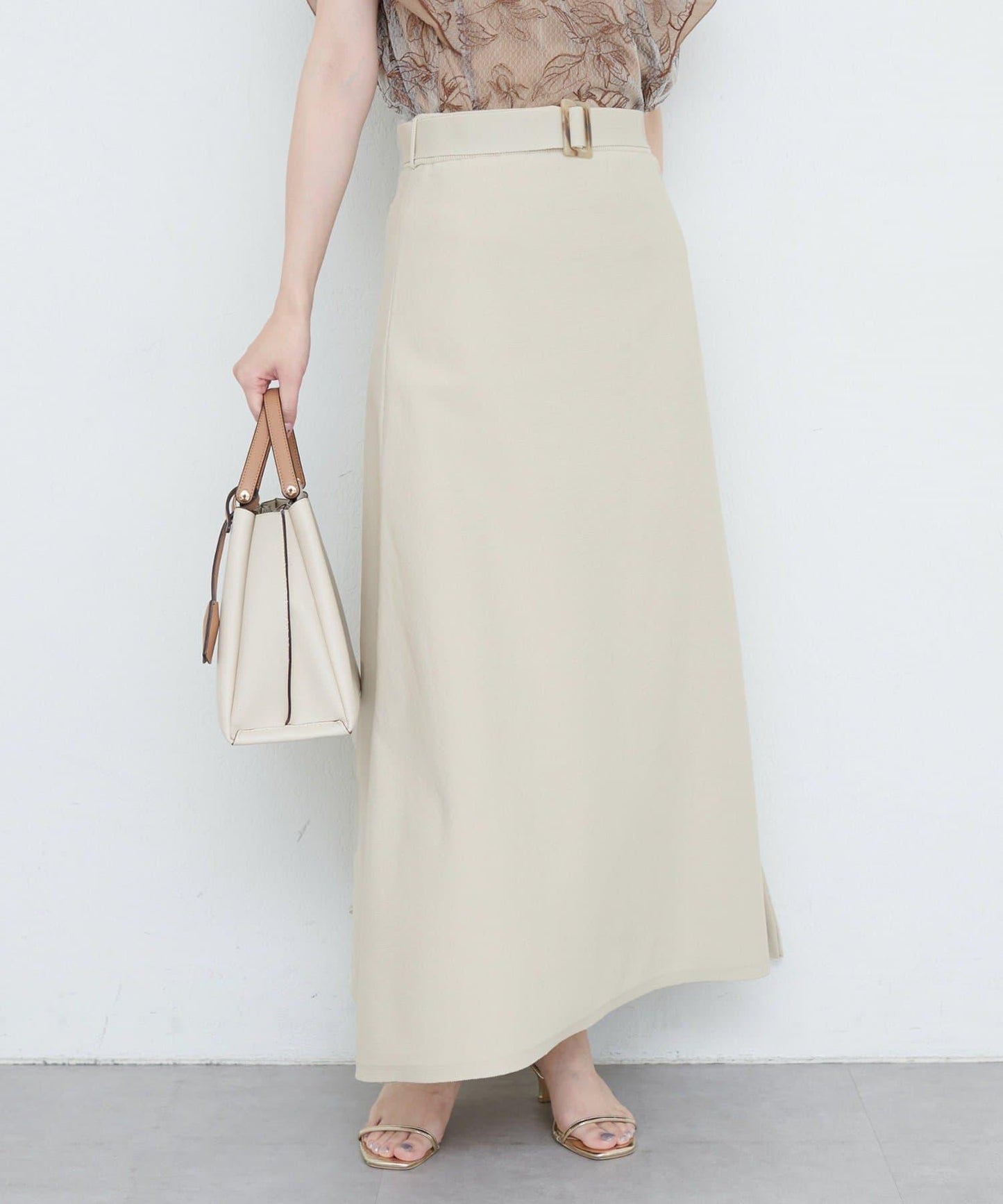 【自然風格】配套珍珠腰帶針織上衣