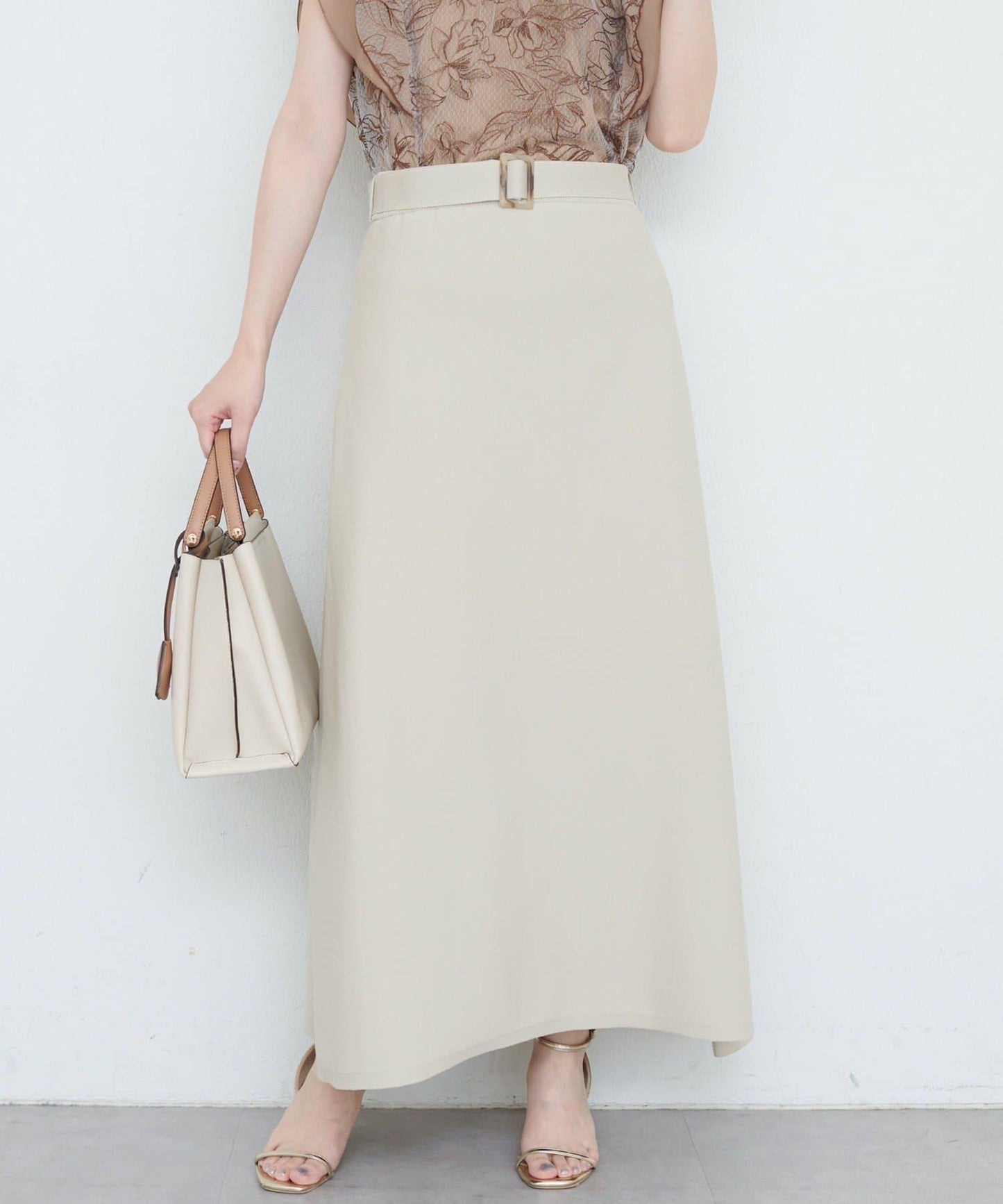 【自然風格】配套珍珠腰帶針織上衣