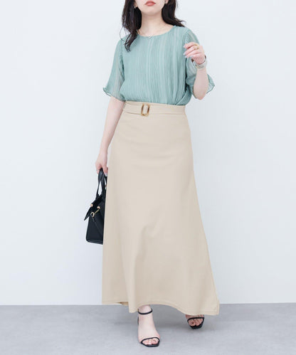 【自然風格】配套珍珠腰帶針織上衣