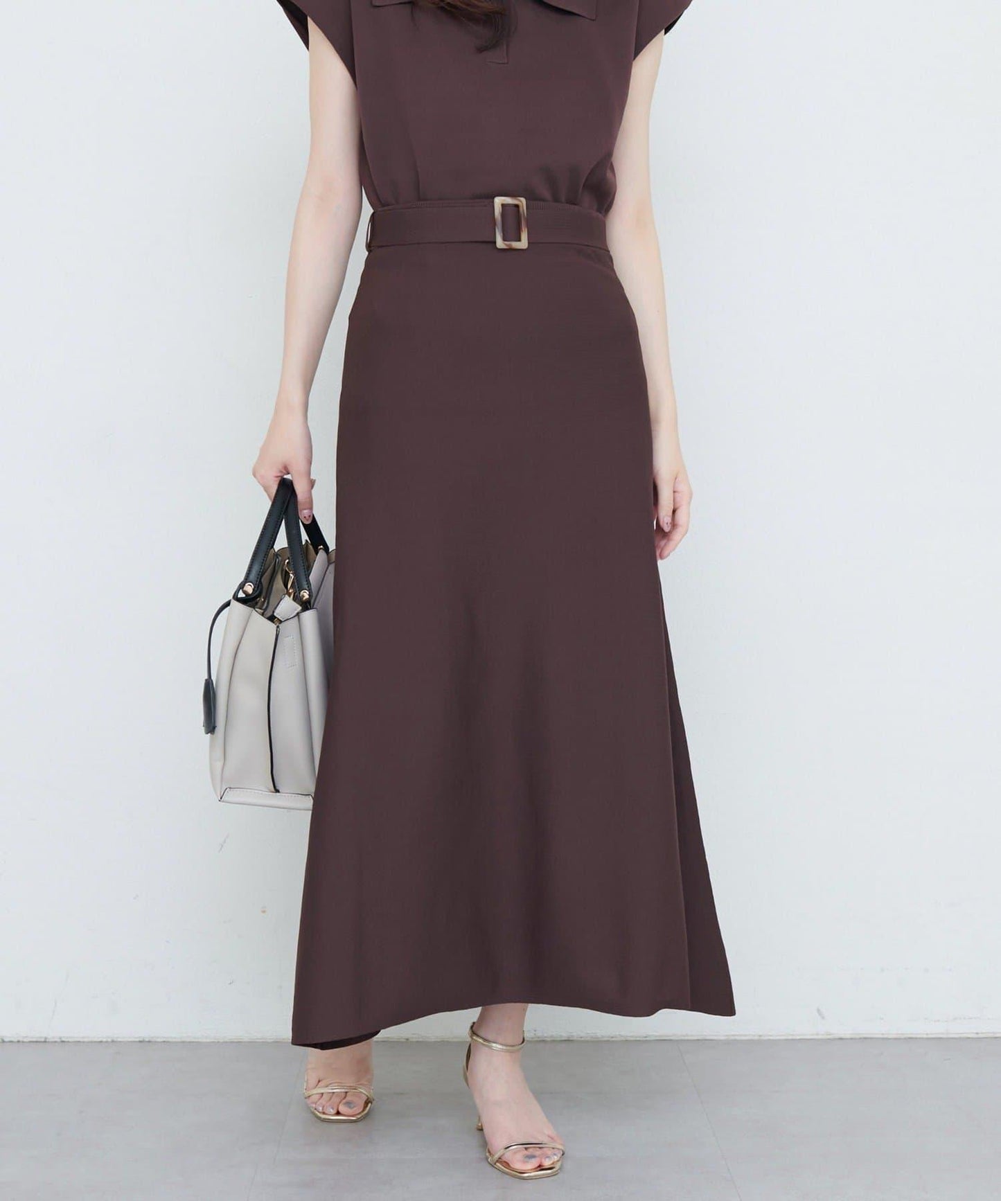 【自然風格】配套珍珠腰帶針織上衣