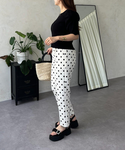 泡泡袖前開口條紋針織衫