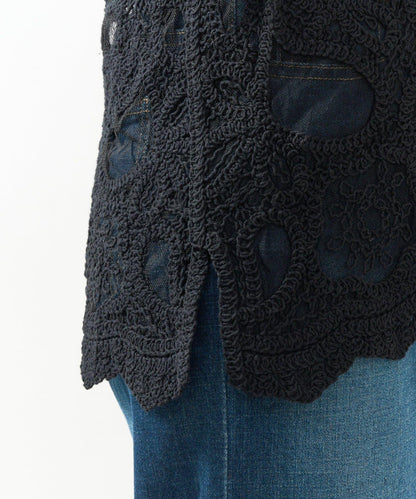 《成熟優雅的女性氣質》刺繡蕾絲馬甲