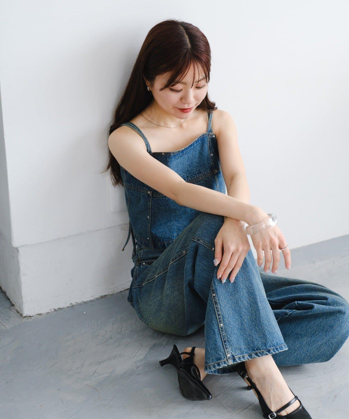 鉚釘牛仔束胸上衣