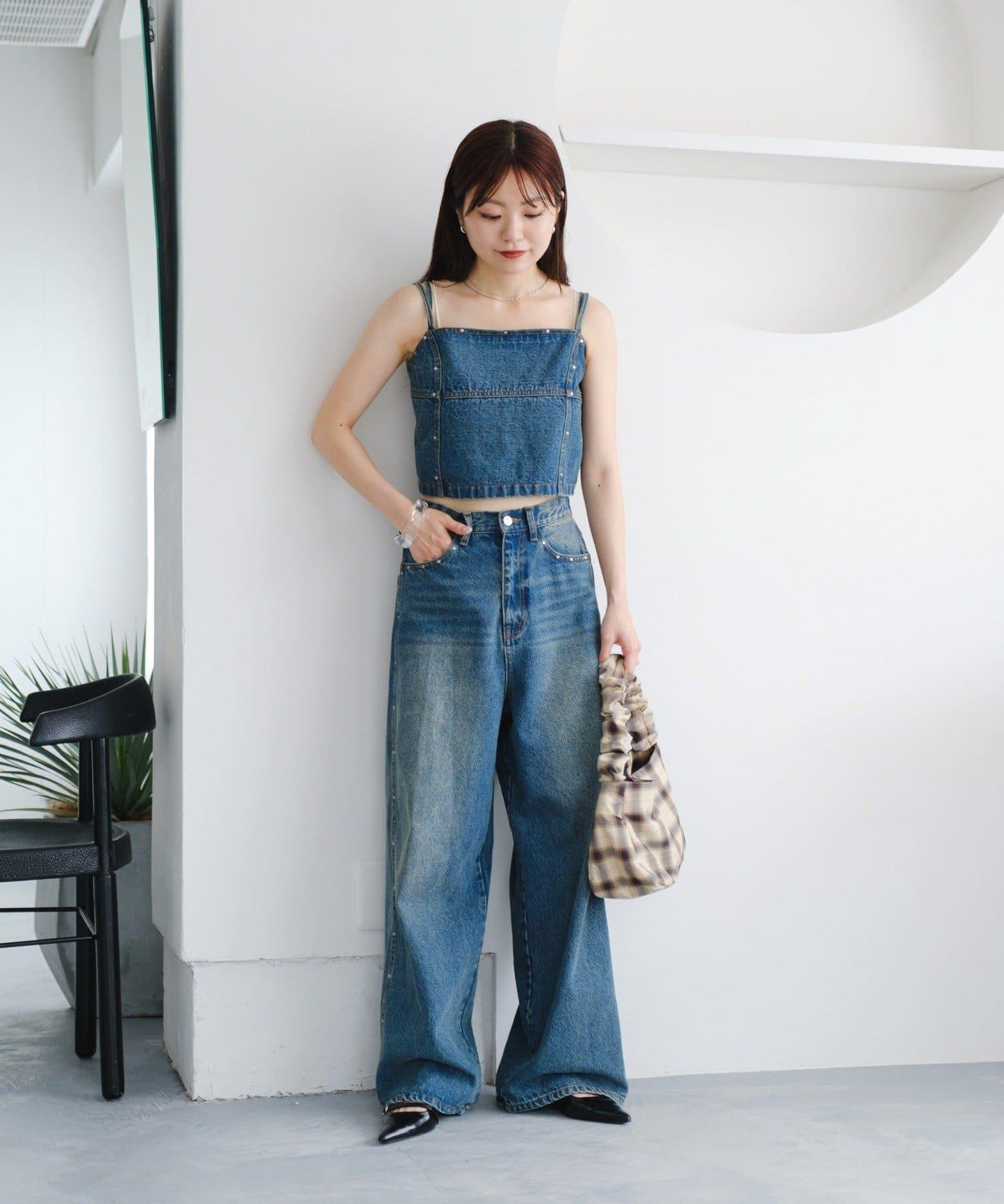 前蝴蝶結條紋襯衫