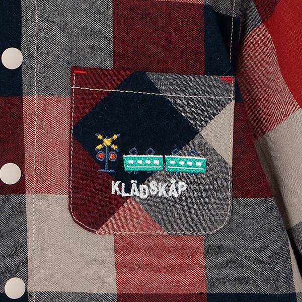 【人氣商品】【直營店無售】電車刺繡格紋長袖襯衫