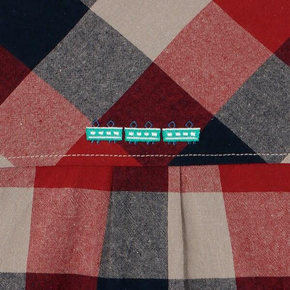 【人氣商品】【直營店無售】電車刺繡格紋長袖襯衫