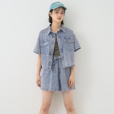 【純棉100%】牛仔短袖襯衫套裝