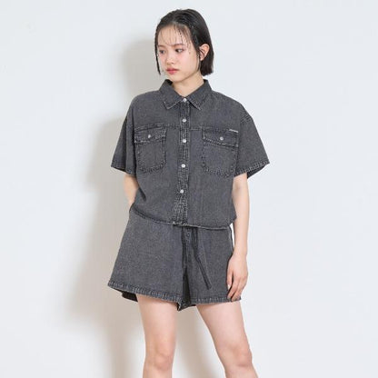 【純棉100%】牛仔短袖襯衫套裝