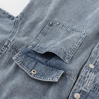 【純棉100%】牛仔短袖襯衫套裝