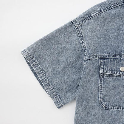 【純棉100%】牛仔短袖襯衫套裝