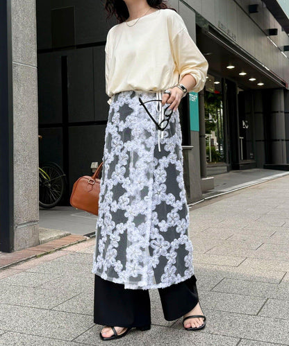 フラワーモチーフレイヤードスカート