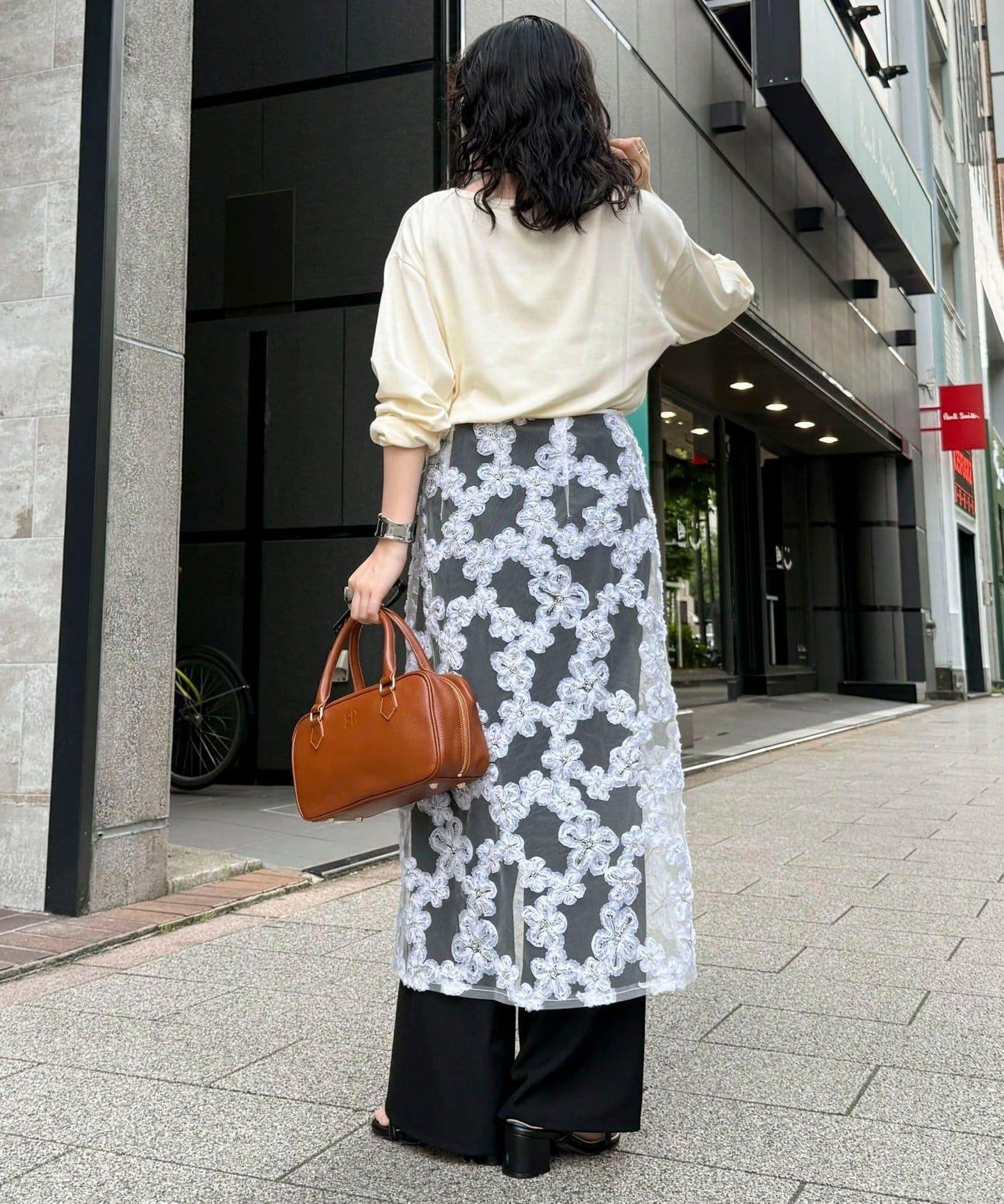 フラワーモチーフレイヤードスカート