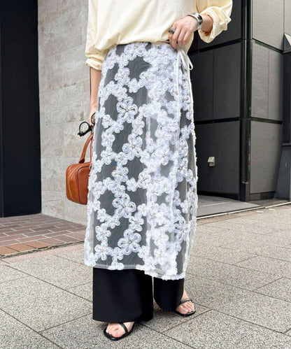 フラワーモチーフレイヤードスカート