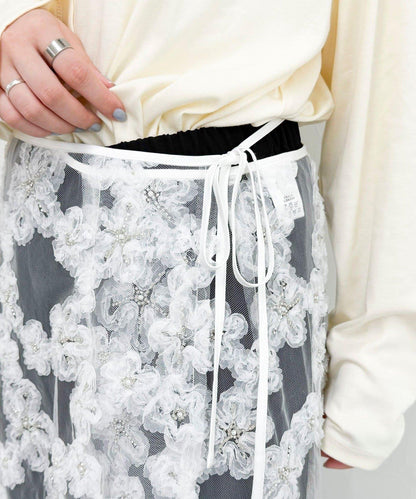 フラワーモチーフレイヤードスカート