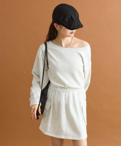 【mystic】腰部蕾絲裝飾衛衣面料迷你裙