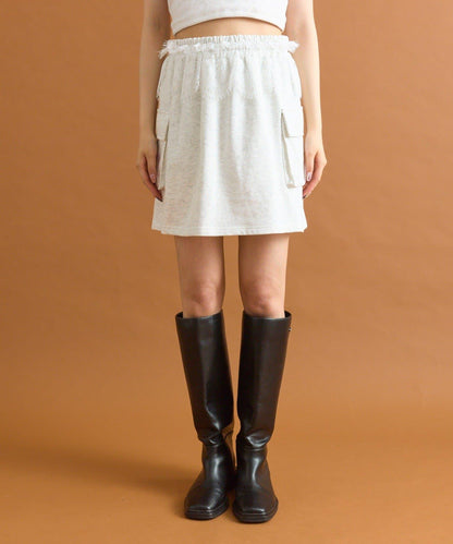 【mystic】腰部蕾絲裝飾衛衣面料迷你裙