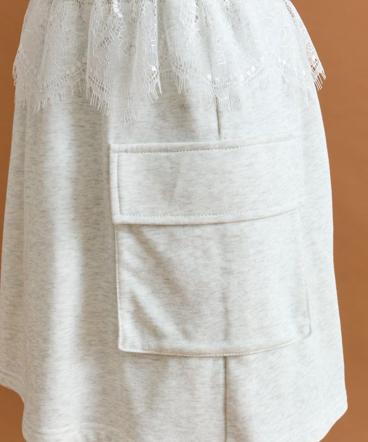 【mystic】腰部蕾絲裝飾衛衣面料迷你裙