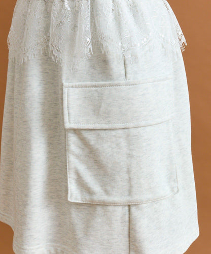 【mystic】腰部蕾絲裝飾衛衣面料迷你裙