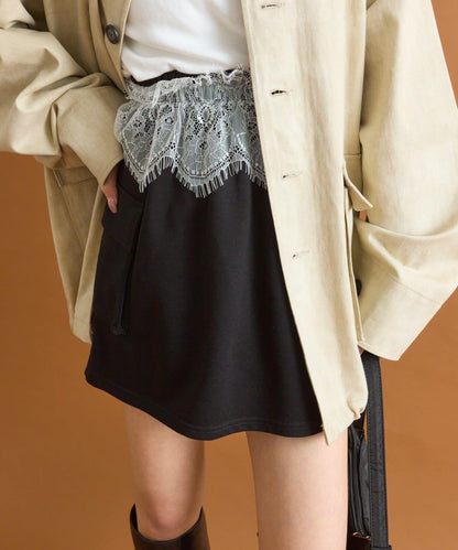 【mystic】腰部蕾絲裝飾衛衣面料迷你裙