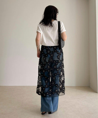 フラワーモチーフレイヤードスカート