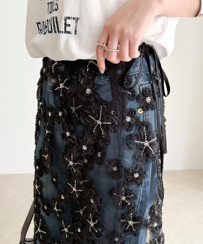 フラワーモチーフレイヤードスカート