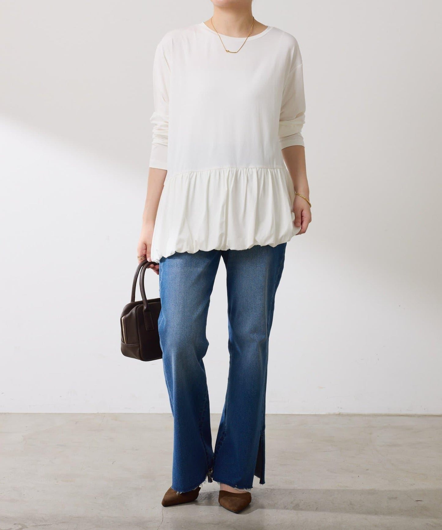 【腰回りカバー】裾バルーンロンT