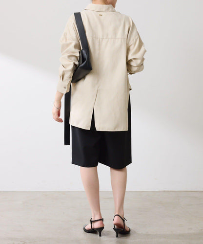 【デザインを変えられる】スエードタッチバックロングシャツ/カセット服