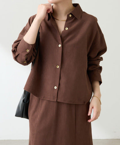 【デザインを変えられる】スエードタッチバックロングシャツ/カセット服