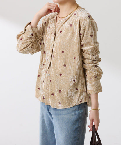 【カセット服】刺繍ベロアカットソー
