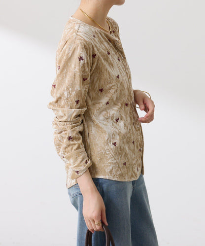 【カセット服】刺繍ベロアカットソー