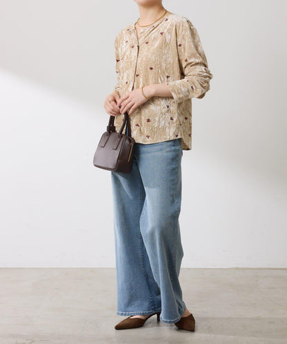 【カセット服】刺繍ベロアカットソー