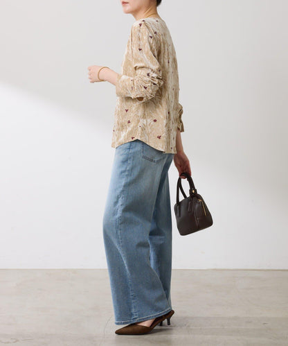 【カセット服】刺繍ベロアカットソー