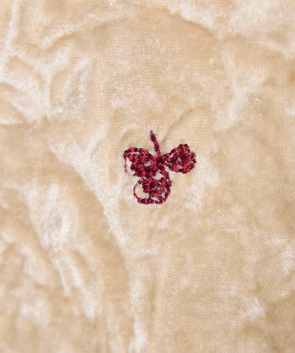 【カセット服】刺繍ベロアカットソー