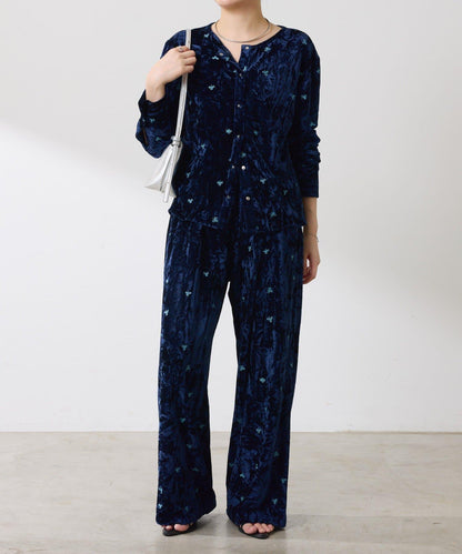 【カセット服】刺繍ベロアカットソー