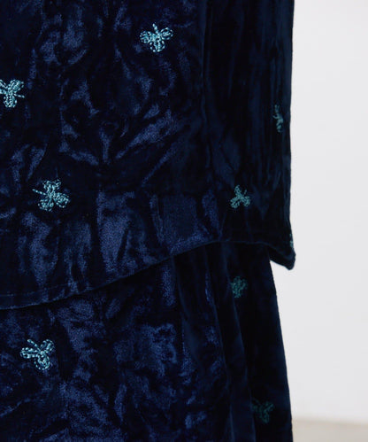 【カセット服】刺繍ベロアカットソー