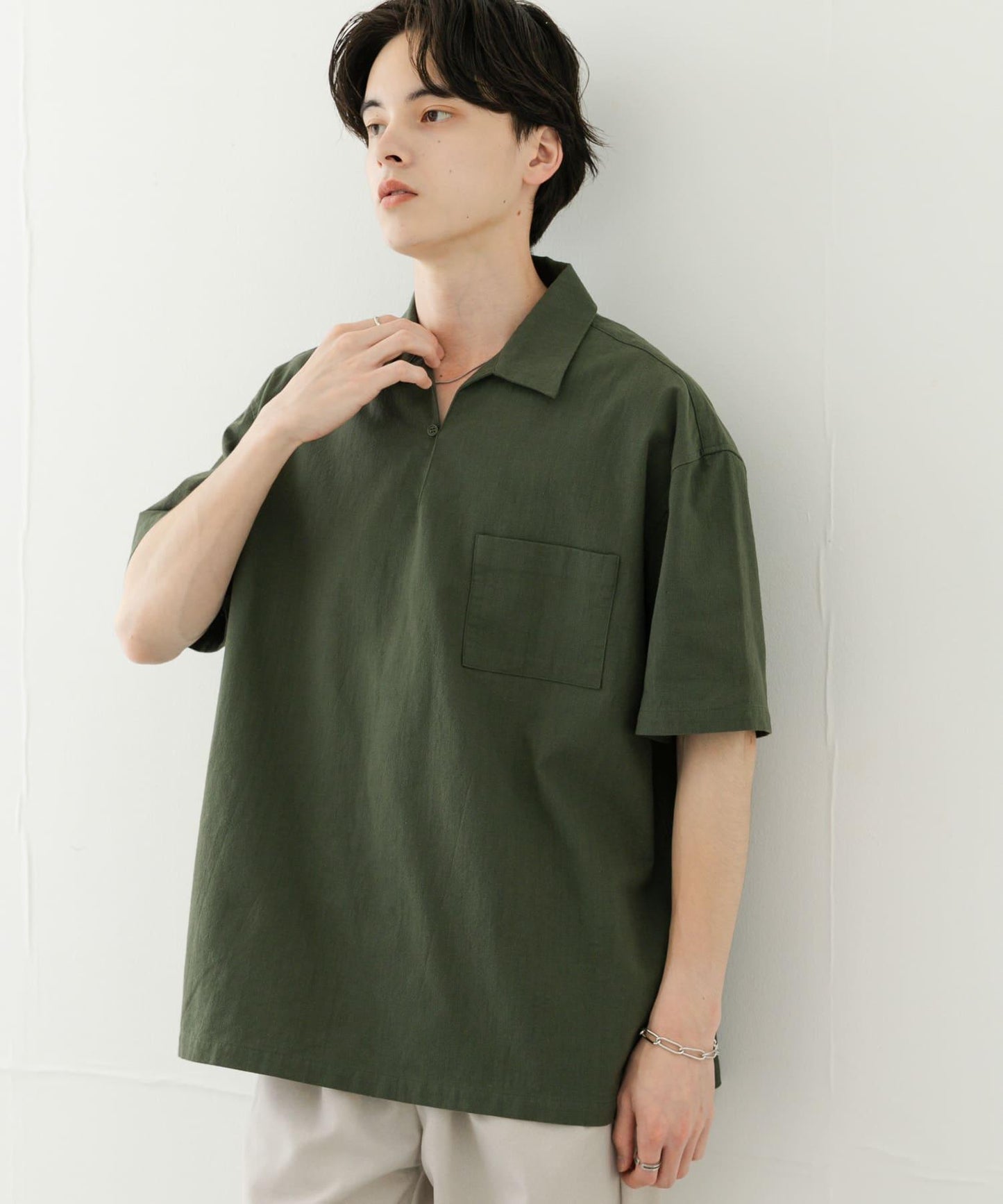 乾爽觸感套頭短袖襯衫