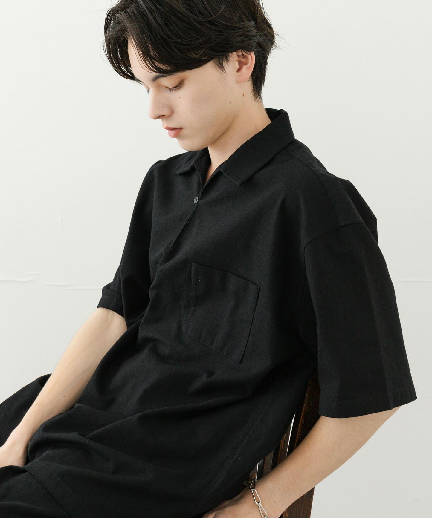 乾爽觸感套頭短袖襯衫