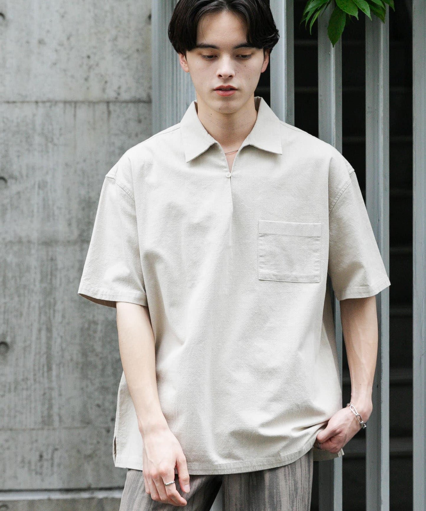 乾爽觸感套頭短袖襯衫