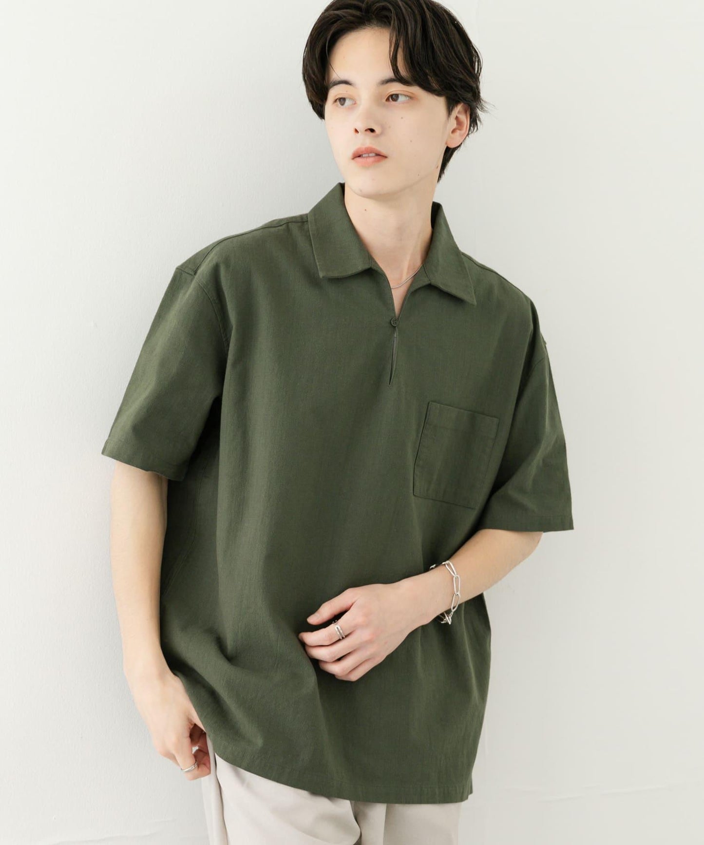 乾爽觸感套頭短袖襯衫