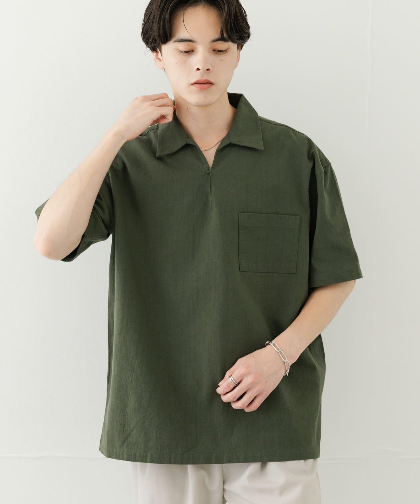 乾爽觸感套頭短袖襯衫