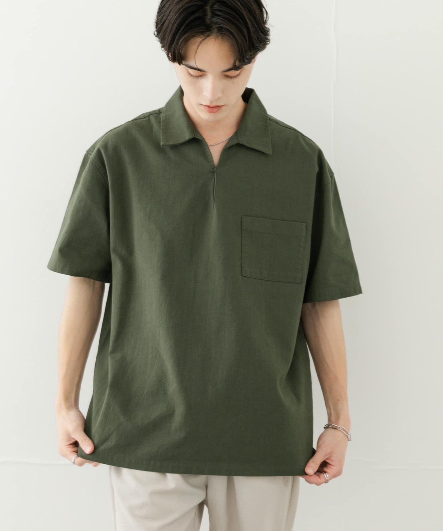 乾爽觸感套頭短袖襯衫