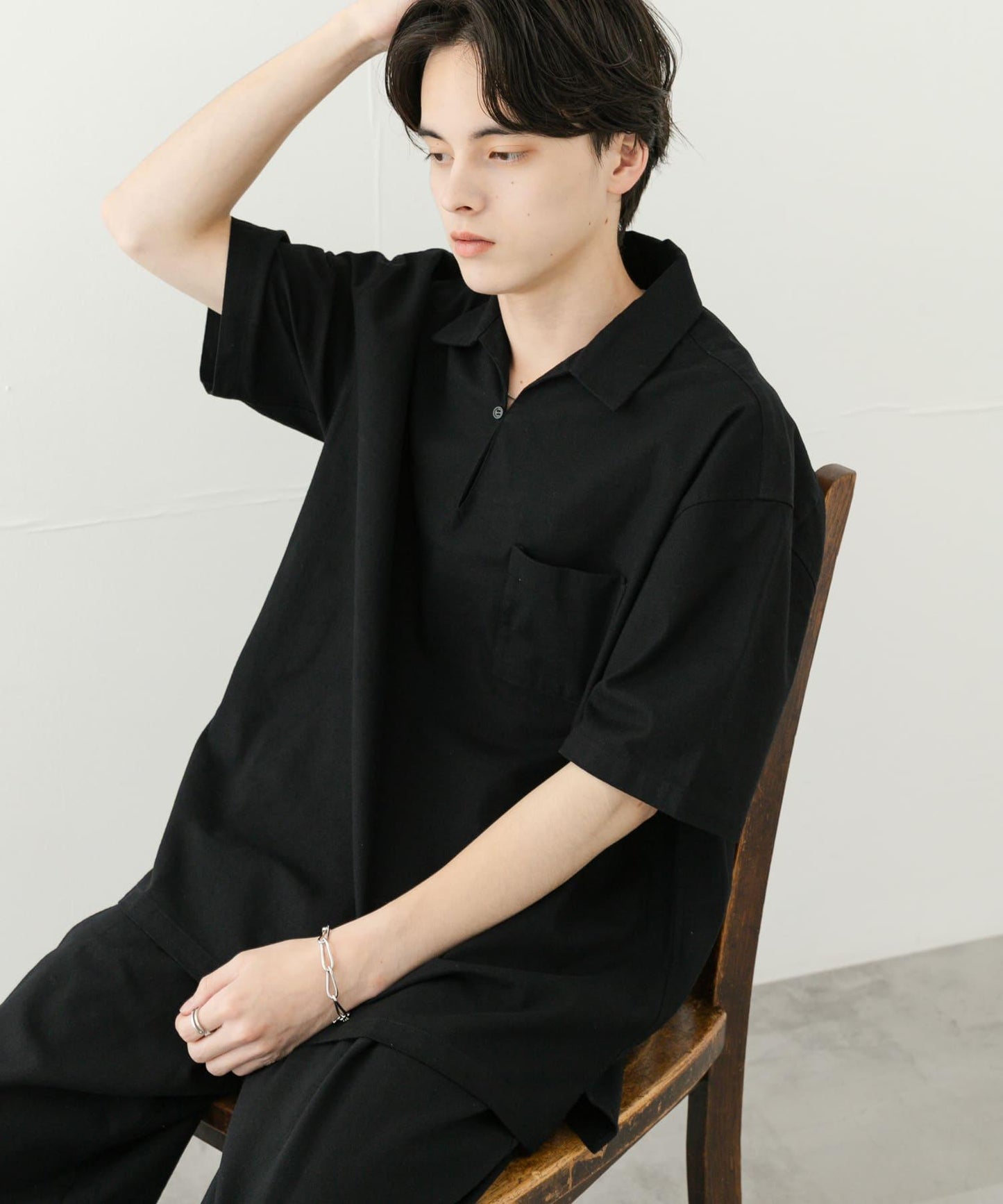 乾爽觸感套頭短袖襯衫