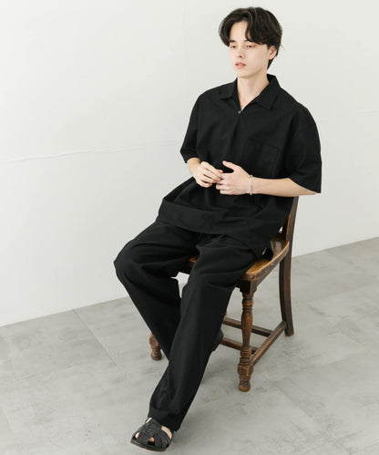 乾爽觸感套頭短袖襯衫